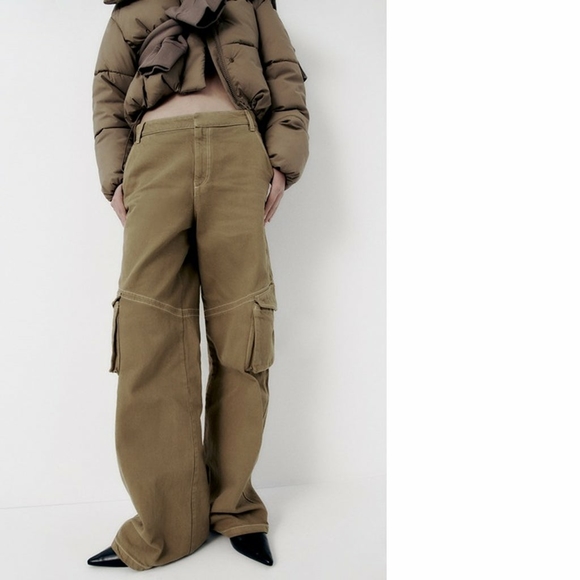 Zara | NWOT High-waist Full-length Cargo Pants - Picture 7 of 12
